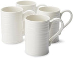 Portmeirion Sophie Conran Tall Mugs, Set of 4 – 12 Oz Fine Porcelain Coffee & Tea Cups – Stylish Everyday Drinkware for Dining & Entertaining, Elegant White Kitchen Tableware by Portmeirion