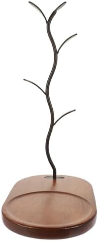 Vintage Four Arm Coffee Mug Hanging Rack with Wooden Base by YARNOW