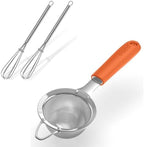 U-Taste 18/8 Stainless Steel 18/8 Stainless Steel 3.35in 30 Mesh Kitchen Food Sieve (Orange) and 18/8 Stainless Steel 7" Mini Whisk for Cooking by U-Taste