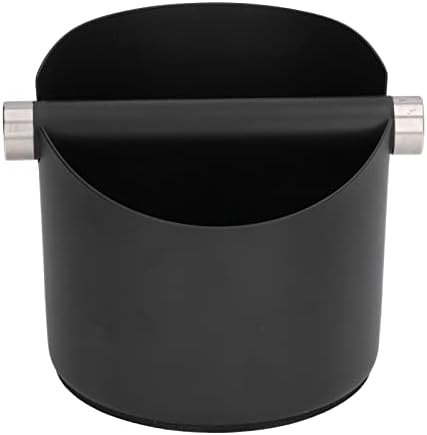 Stainless Steel Coffee Grounds Bucket with Rubber Base, Coffee Knock Box for Espresso Machines, Compact Dump Bin for Home, Cafes, Restaurants and Bars (Black large size (FC-05-2)) by Unknown
