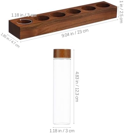 SUPVOX Coffee Bean Storage Tubes Glass Canisters with Airtight Lids and Wooden Display Stand, Sealed Coffee Bean Containers for Home Kitchen Organization - Image 7
