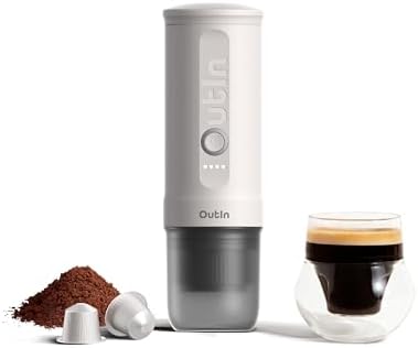OutIn Nano Portable Electric Espresso Machine with LattoGo Milk Frother Handheld, Pearl White & Starburst Silver - Image 2