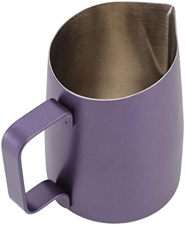 Purple Stainless Steel Milk Frother Cup, Professional Milk Frothing Pitcher for Coffee Shop, Easy to Grip and Pour, Simple Design with Drip Unfettered Spout, Rustproof and sturdy (600ML) - Image 5