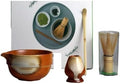 4PCS Hand Painted Traditional Pattern Matcha Tea Set Gift Bowl With Spout Whisk Holder Complete Kit(4-piece set E) by Unknown