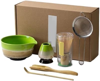4/5/6PCS Matcha Set Whisk Teaspoon Ceramic Bowl Tea Sets Home Tea-making Tools Accessories(6 PCS Matcha Set B) by Unknown