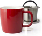 FORLIFE Dew Glossy Finish Brew-In-Mug with Basket Infuser &"Mirror" Stainless Lid 11 oz. (Red) - Image 2