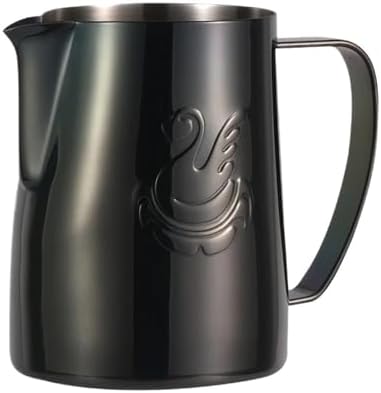 Elegant Stainless Steel Frothing Cup Coffee Pitcher Milk Cream Espresso Latte Art Jug for Barista Coffee Bar(400ml,Black 1) by Unknown