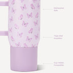 HydroJug Traveler 20oz Kids Insulated Tumbler with Handle, Flutter - Image 3
