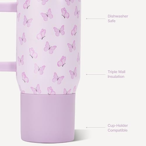 HydroJug Traveler 20oz Kids Insulated Tumbler with Handle, Flutter - Image 3