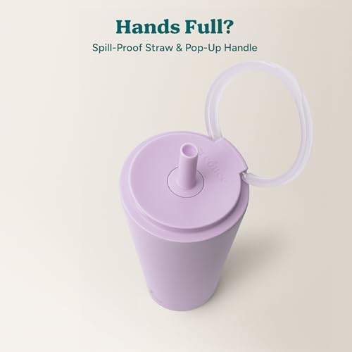 REDUCE Halo 32 oz Stainless Steel Vacuum Insulated Tumbler - Spill Proof Travel Mug with Flip Handle Lid - Keeps Drinks Cold for 32 Hrs - Dishwasher Safe - Cupholder Friendly - Lilac Bud - Image 5