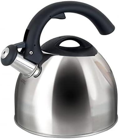 Mr Coffee Steamline 2 Quart Whistling Stainless Steel Tea Kettle with Black Handle by MrCoffee