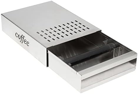 Restaurantware Restpresso 13.5 x 9.75 x 3.75 Inch Espresso Knock Box 1 Vented Coffee Knock Box - Detachable Drawer Silicone Knock Bar Silver Stainless Steel Coffee Grounds Knock Box Durable by Restaurantware