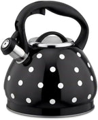 2026 Upgraded Whistling Tea Kettle Stovetop, 3.2qt 304 Stainless Steel Teapot with Polka Dot Design, Retro Cool Touch Teakettle for Gas Induction Electric Stove Black/White 3.2 Quarts by Unknown
