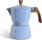 Bincoo Double Valve Moka Pot Stovetop Espresso Maker,2 Cup Mini Espresso Coffee Brewer, Stove Top Coffee Pot Makes 2 Espresso Shots (Blue) by Bincoo