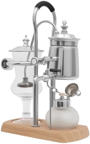 Belgian Balance Siphon Coffee Maker, Vintage Syphon Coffee Machines Vacuum Brewing System, Gold Royal Family Coffee Makers with handle for Home, Café shop (400ml/13.53oz) (Silver) - Image 3