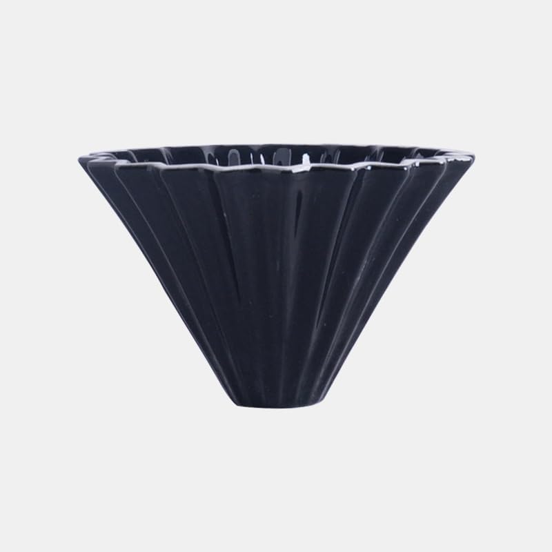 Ceramic Coffee Dripper Pour Over Coffee Maker Handmade Origami Coffee Filter Cup Flower Shape Funnel Drip Cafe Cake Cup Home(Black,1-2CUP) - Image 2