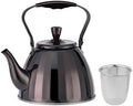 Stainless Steel Kettle with Tea Infuser in Gift Box 1.1 Qt (1 L) Stovetop Kettle with Removable Strainer, Kitchen Tea Pot for Stove Top, Induction Safe (Black 1.6 Qt (1.5)) by STP-Goods
