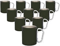 DISCOUNT PROMOS Stainless Steel Mugs with Carabiner Handle 10 oz. Set of 10, Bulk Pack - Perfect for Coffee, Soda, Other Hot & Cold Beverages - Army Green by DISCOUNTPROMOS