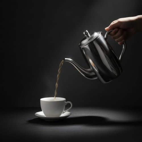 Yajuyi Stainless Steel Pitcher Gooseneck Kettle Water Kettle Coffee Pot Teapot With Stream Spout Thick Wall 304 Stainless Steel Shiny Body Suitable for pour over coffee use, 0.6L - Image 2