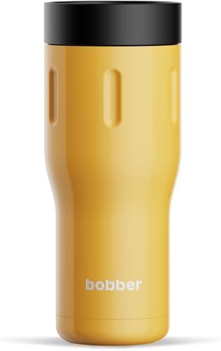 BOBBER 16 oz Leak-Proof Travel Coffee Mug – Dishwasher Safe, Vacuum Insulated Coffee Cup for Auto, Stainless Steel Reusable To Go Mug for Hot/Ice Coffee Tea – BPA-Free, Keeps Hot for 8 Hours (Orange) by Bobber