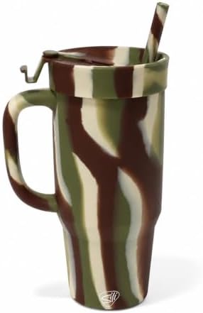 Silipint 32oz Silicone Tumbler with Handle, Flip Lid and Straw – BPA-Free, Non-Toxic, Unbreakable, Microwave, Dishwasher Safe Tumbler – Perfect for Tea, Smoothies Camo, Tie-Dyed - Opaque by Silipint