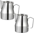 Coffee 350ml 500ml 750ml Stainless Steel Milk Frothing Pitcher Steaming Pitcher,Double V Spout 2Pcs Milk Frothers Perfect for Espresso Machines,Matte Finish (Color : Silver, Size : 500ml/17oz) by YCKEGEW