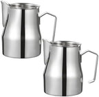 Coffee 350ml 500ml 750ml Stainless Steel Milk Frothing Pitcher Steaming Pitcher,Double V Spout 2Pcs Milk Frothers Perfect for Espresso Machines,Matte Finish (Color : Silver, Size : 500ml/17oz) by YCKEGEW