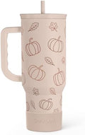 SANDJEST Pumpkin Tumbler with Handle and Straw 40oz – Stainless Sleel Slider Tumbler Travel Coffee Mug for Women - Gift Idea for Fall Autumn Halloween by SANDJEST