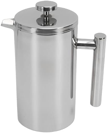 French Press Coffee Maker, Rustproof 304 Stainless Steel Double Layer Insulated Coffee Pot, Stainless Steel French Press with Dishwasher Safe U Shaped Spout for Home Office Camping (600ml) - Image 6