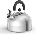 Whistling Stovetop Tea Kettle, 3.2 Quart Stainless Steel Teapot with Cool Touch Ergonomic Handle, Hot Water Fast to Boil, Silver by SimpleDeluxe