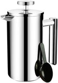 French Press Coffee Maker With 3-Layer Filter System Double Wall Insulated Stainless Steel Multifunction Brewed Coffee Pot With 1 Coffee Spoon And Cleaning Brush(/Silver A,700ml) by GIZNXBA