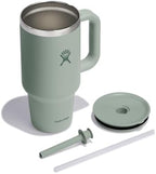 Hydro Flask Travel Tumbler with Handle, Lid and Straw - Insulated Stainless Steel in 32 Oz Tonal Agave Green - Image 2
