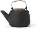 VIVA Scandinavia Nicola Charcoal Porcelain Teapot with Infuser for Loose Leaf Tea | 40 oz Japanese Style Tea Pot, Stainless Steel Infuser Mesh & Cork Lid by VIVASCANDINAVIA