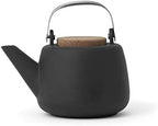 VIVA Scandinavia Nicola Charcoal Porcelain Teapot with Infuser for Loose Leaf Tea | 40 oz Japanese Style Tea Pot, Stainless Steel Infuser Mesh & Cork Lid by VIVASCANDINAVIA