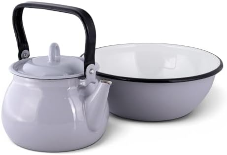 Vintage Enamel Kettle, Tea Pot Stovetop for Hot Water Fast to Boil, Teapot for Stovetop, Hot Water Kettle Teapot (Ash Gray (2.5 L)) - Image 3