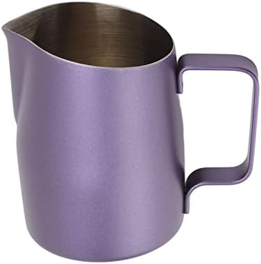 Purple Stainless Steel Milk Frother Cup, Professional Milk Frothing Pitcher for Coffee Shop, Easy to Grip and Pour, Simple Design with Drip Unfettered Spout, Rustproof and sturdy (600ML) - Image 6