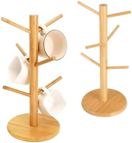 Naapesi Tree Cup Holder with 6 Hooks, Bamboo Cup Holder, Bamboo Brezel Holder, Space-Saving Coffee Cup Holder, Natural Smooth Without Burrs, Perfect for Parties and Kitchen by Naapesi