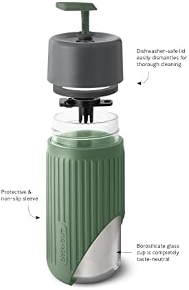 BLACK + BLUM Glass Travel Cup | Durable, Lightweight On-the-Go Tumbler, Lid Lock, Leak-proof - Perfect for Hot & Cold Drinks | Fits in Bike Bottle Cages & Car Cup Holders | Slate, 11 oz / 340ml - Image 4