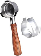 Coffee Portafilter 54mm Portafilter Cup Powder Funnel with Wood Handle Solid Grip Stainless Steel Aluminum Alloy Suitable for Home, Silver Dosing Rings by Unknown