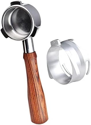 Coffee Portafilter 54mm Portafilter Cup Powder Funnel with Wood Handle Solid Grip Stainless Steel Aluminum Alloy Suitable for Home, Silver Dosing Rings by Unknown