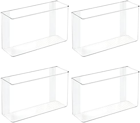 mDesign Plastic Adhesive Mount Storage Organizer Container for Kitchen or Pantry Wall Organization - Space Saving Holder for Sandwich Bags, Foil - 11" Wide - Ligne Collection - 4 Pack - Clear - Image 6