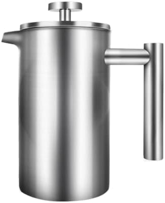 Double Wall Tea Maker Pot Large Capacity Espresso Coffee Machine French Press Coffee Maker Coffee Percolator Pot Stainless Steel by Unknown