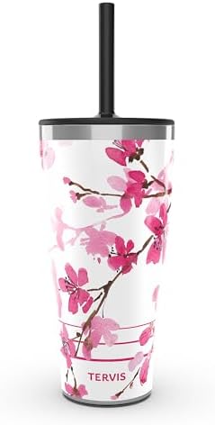 Tervis Traveler Sakura Japanese Cherry Blossom Triple Insulated Tumbler Travel Cup Keeps Drinks Cold & Hot, 30oz with Straw Lid, Stainless Steel by TervisTumblerCompany