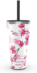 Tervis Traveler Sakura Japanese Cherry Blossom Triple Insulated Tumbler Travel Cup Keeps Drinks Cold & Hot, 30oz with Straw Lid, Stainless Steel by TervisTumblerCompany
