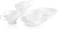 Fine Bone China Tea Cups and Saucers Set of 4, 4 oz by COSTMANCE