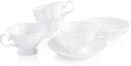 Fine Bone China Tea Cups and Saucers Set of 4, 4 oz by COSTMANCE