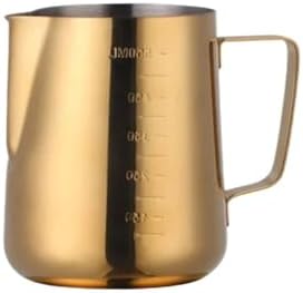 Milk Frother Cup,Coffee Jug,2pcs 350/550ml Espresso Coffee Pull Flower Milk Mugs Cup Stainless Steel Pull Flower Cup Milk Craft Latte Art Jug Pitcher Mug Cup(Gold,350ml) by Unknown