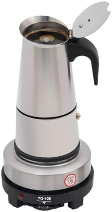 Stainless Steel Moka Pot 6 Cup 300ml Espresso Maker with Electric Stove by Unknown