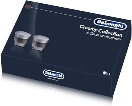 De'Longhi America 5513296661 Creamy Collection Double Walled Thermo Cappuccino Glasses (Set of 6), Clear by Unknown