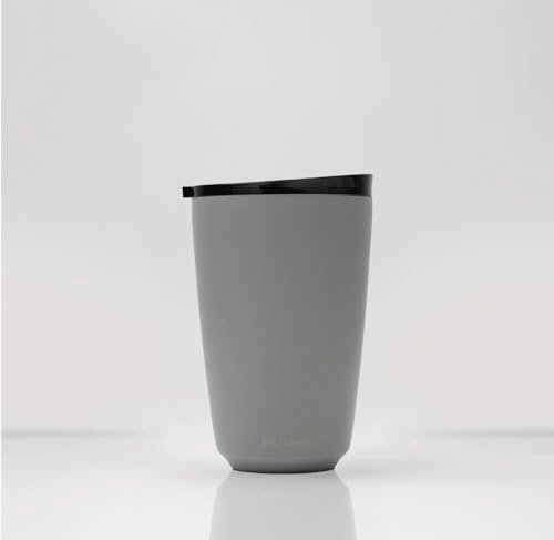 Huskee 12oz Stainless Steel Coffee Cup, Reusable, Stackable, Insulated, Ceramic-Lined, with Lid, Travel Cup for Hot Drinks by Huskee